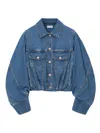 Loewe Cropped Denim Jacket With Wide Sleeves In Blue