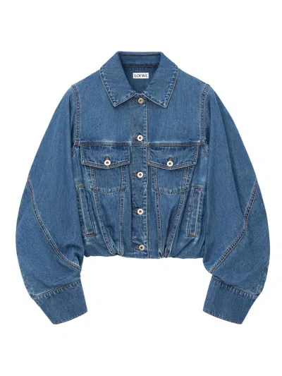 Loewe Women's Denim Bomber Jacket In Blue