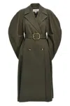 Loewe Double-breasted Drill Trench Coat In Green