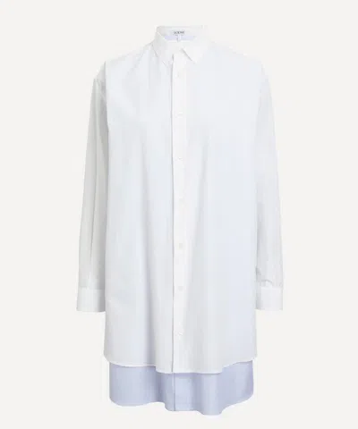 Loewe Women Cotton And Silk Blend Shirt Dress In White
