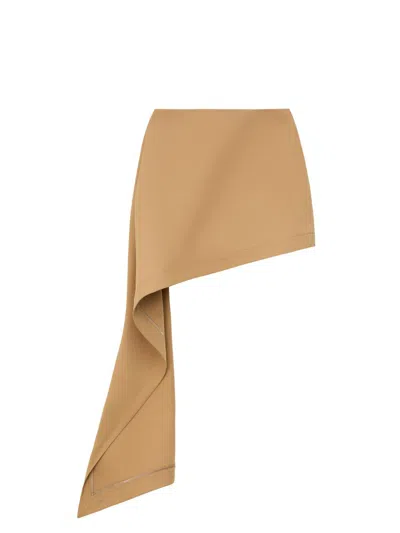 Loewe Women's Drape Cotton-blend Miniskirt In Sand
