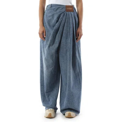 Loewe Women's Draped Jeans Af In Indigo Blue