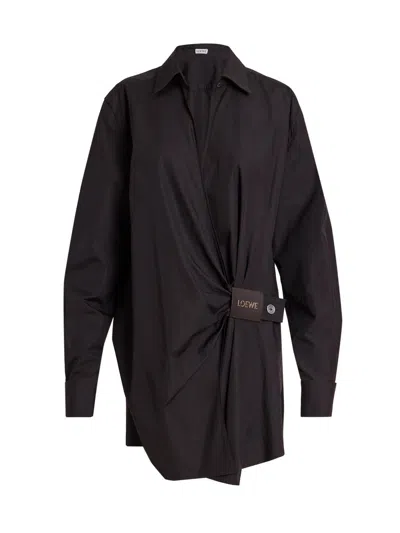 Loewe Women's Draped Mini Shirtdress In Black