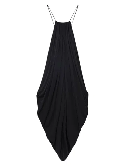 Loewe Women's Draped Silk-blend Maxi Dress In Black
