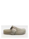 Loewe Ease Buckle Suede Mules In Green