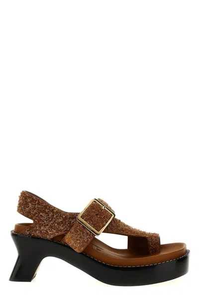 Loewe Ease Heeled Sandals In Brown