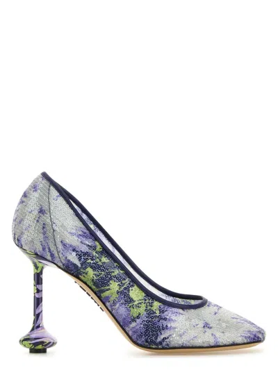 LOEWE WOMEN'S EMBELLISHED MESH TOY PUMPS