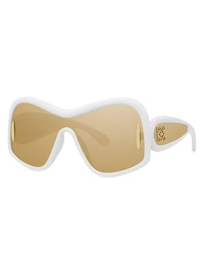 Loewe Anagram Mirrored Acetate Shield Sunglasses In Ivory Brown Mirror