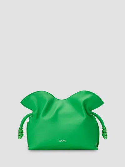 Loewe Women's Flamenco Coil Leather Clutch Bag In Green