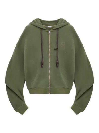Loewe Flamenco Hoodie In Cotton And Cashmere In Green