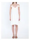 Loewe Flamenco Knotted Leather-trimmed Voile Halterneck Mini Dress In White