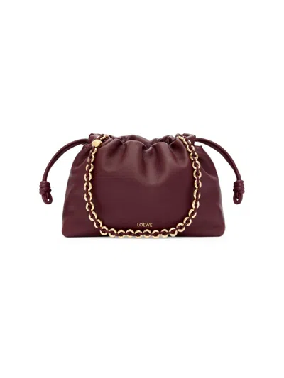 Loewe Women's Flamenco Medium Chain Leather Shoulder Bag In Burgundy