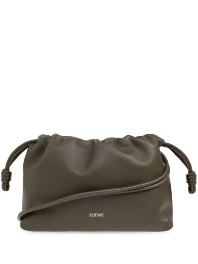 Loewe Women Flamenco Medium Leather Clutch In Dark Green