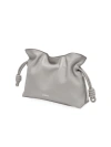 Loewe Women's Flamenco Mini Leather Clutch In Pearl Grey