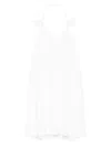 Loewe Flamenco Knotted Leather-trimmed Voile Halterneck Mini Dress In White