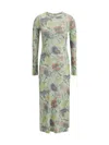 Loewe Women Morning Glory Print Cotton And Silk Multicolor Dress In Multicolor