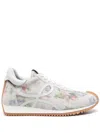 Loewe Flow Runner Floral Brushed Suede Sneakers In Whtpinkmul