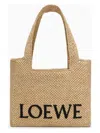 Loewe Logo-embroidered Raffia Tote Bag In Beige