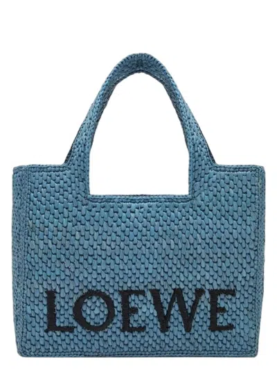 Loewe Women's Font Small Raffia Bag In Light Blue
