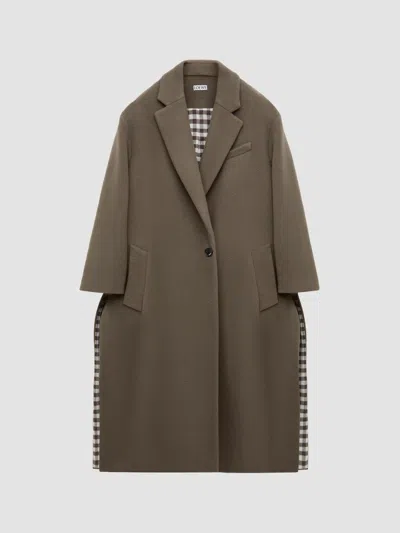 Loewe Women's Gingham Cashmere Single-breasted Coat In Brown