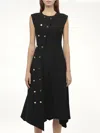 Loewe Women's Gold Button Sleeveless Dress In Black