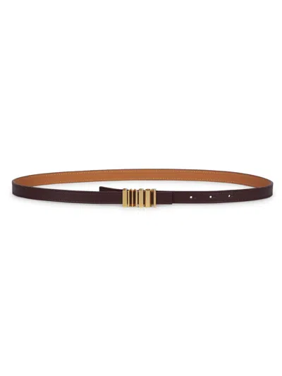 Loewe Women's Graphic Logo Leather Belt In Burgundy