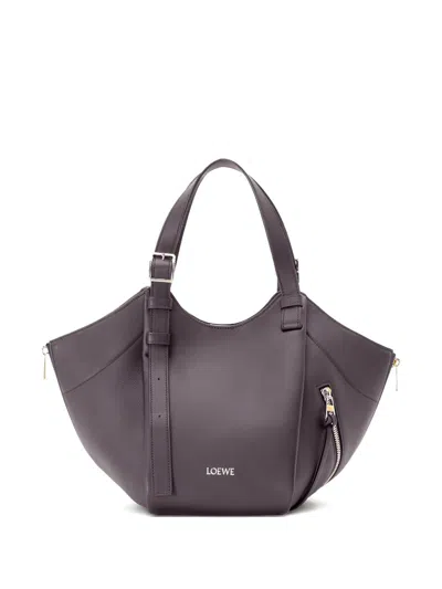 Loewe Women Hammock Leather Tote Bag In Purple