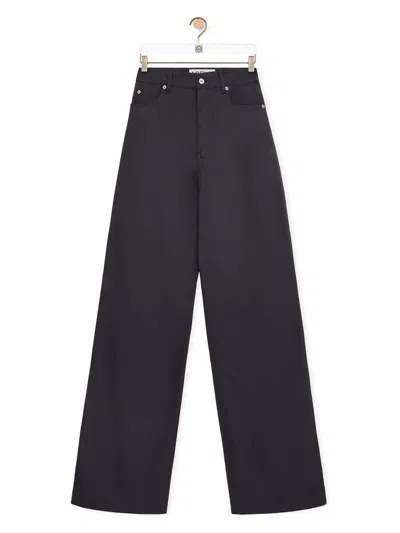 Loewe Women's High-waisted Cotton Trousers In Grey