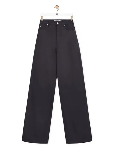 Loewe High-waisted Cotton Trousers In Gray