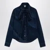 Loewe Indigo Denim Shirt With Removable Bow In Blue