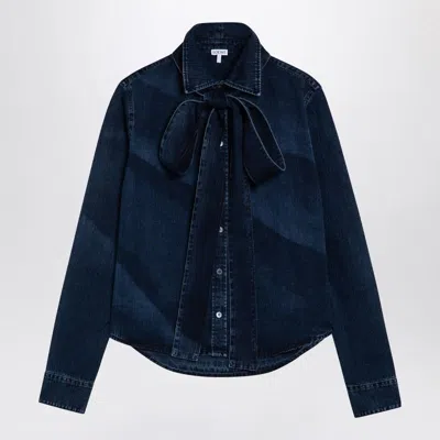 LOEWE WOMEN'S INDIGO DENIM SHIRT WITH BOW