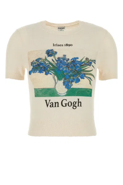 Loewe Women Ivory Stretch Cotton Blend T-shirt
