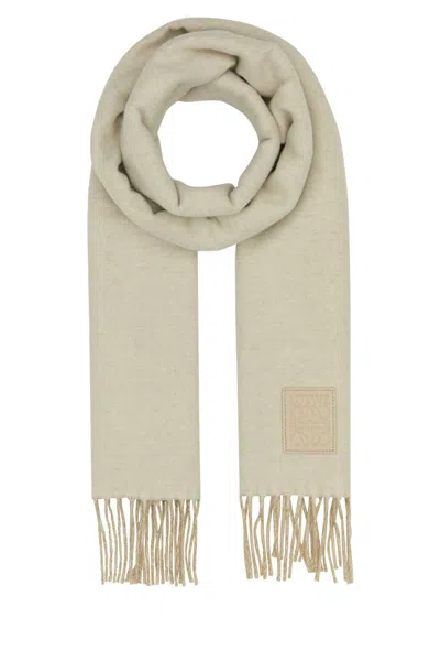 Loewe Women Ivory Wool Blend Reversible Scarf In White