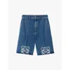 Loewe Anagram-embroidered Wide-leg Denim Shorts In Jeans Blue