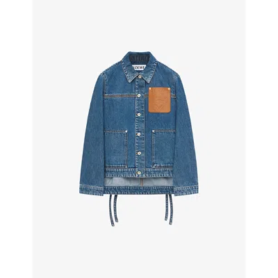 Loewe Womens Jeans Blue Workwear Cotton And Linen-blend Jacket