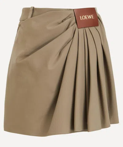 Loewe Women's Khaki Draped Cotton-silk Skirt In Brown