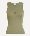 Loewe Women's Khaki Green Silk Anagram Tank Top In Green