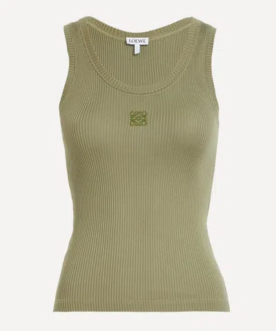 Loewe Women's Khaki Green Silk Anagram Tank Top