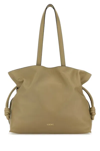 Loewe Women Khaki Nappa Leather Large Flamenco Shoulder Bag In Green