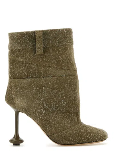 LOEWE WOMEN'S KHAKI SUEDE TOY PANTA ANKLE BOOTS