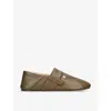 LOEWE LOEWE WOMEN'S KHAKI TOY POCKET SLIP-ON LEATHER SLIPPERS