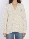 Loewe Anagram V-neck Trapeze Cardigan In White