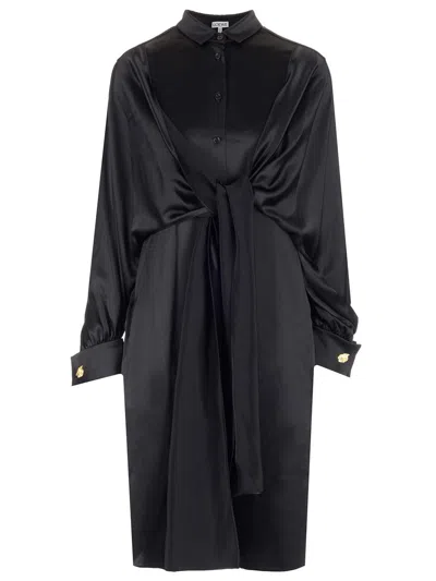 Loewe Knot-tie Midi Dress In Black