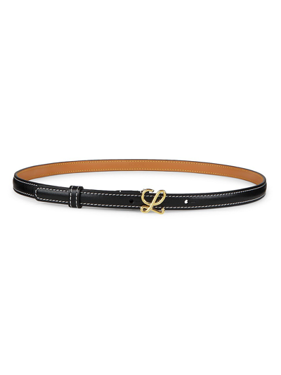 Loewe Women's L-buckle Leather Belt In Black Gold