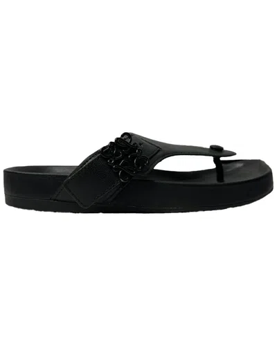Pre-owned Loewe Women's Lambskin Leather Ease Embellished Thong Slipper (authentic Pre-loved) In Black