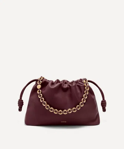 Loewe Women's Large Flamenco Leather Clutch Bag In Burgundy