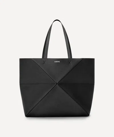 Loewe Women's Large Horizontal Puzzle Fold Tote Bag In Black