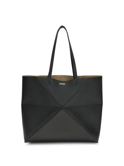 Loewe Women Large Horizontal Puzzle Fold Tote In Black