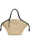 Loewe Paseo Small Leather-trimmed Raffia Tote In Natblack
