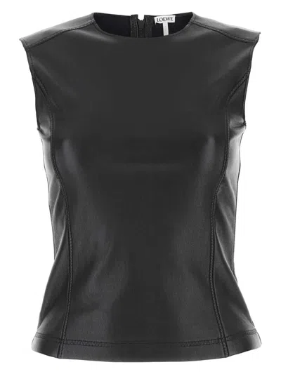 LOEWE WOMEN'S LEATHER AND FABRIC TOP